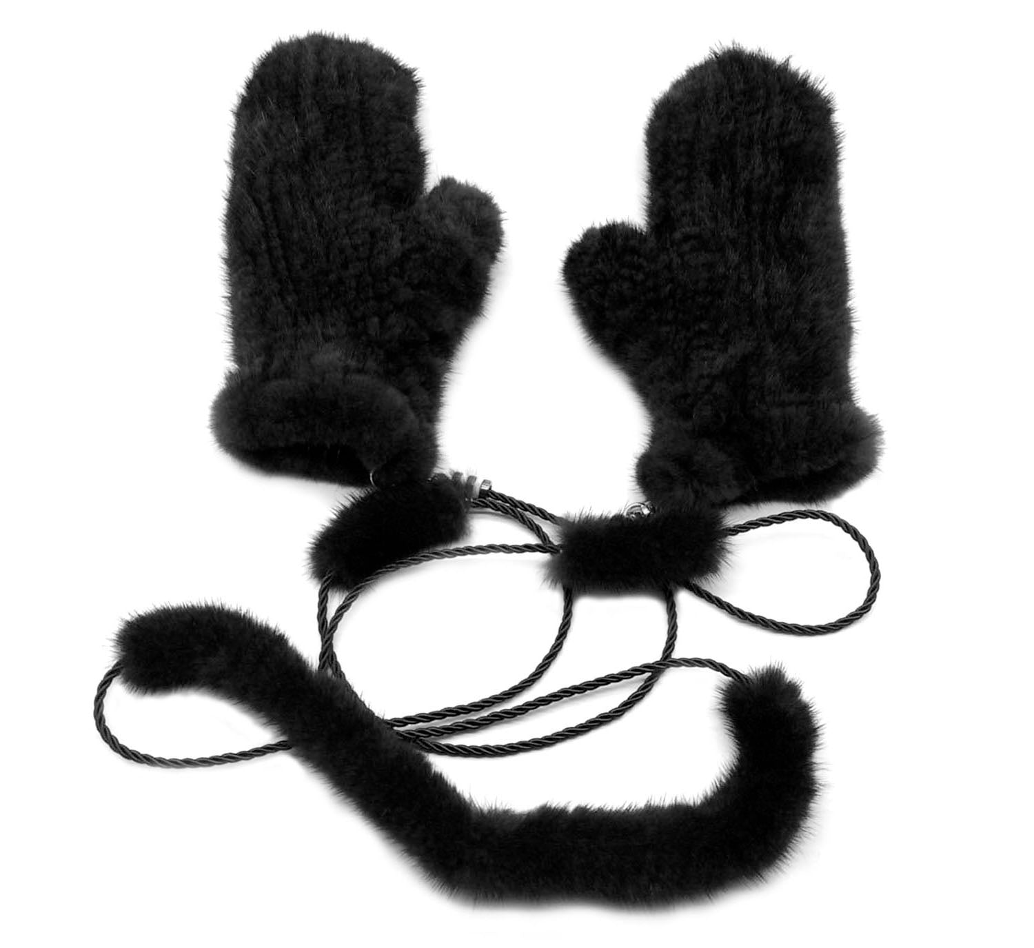 Mink Fur Mittens with String - DIGS