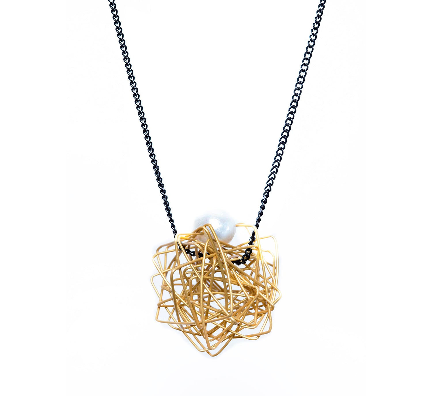 Wire Cage Pearl Necklace - DIGS