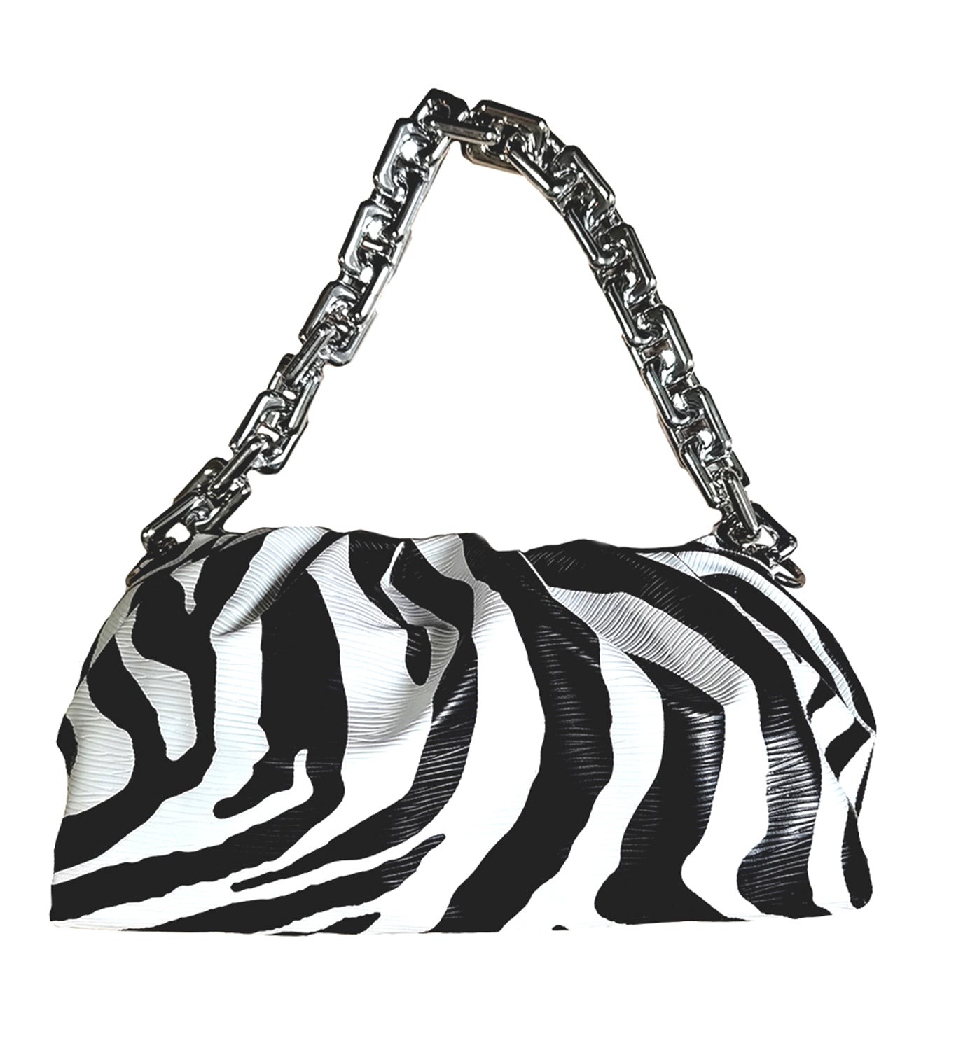 Zebra Print Chain Clutch Bag