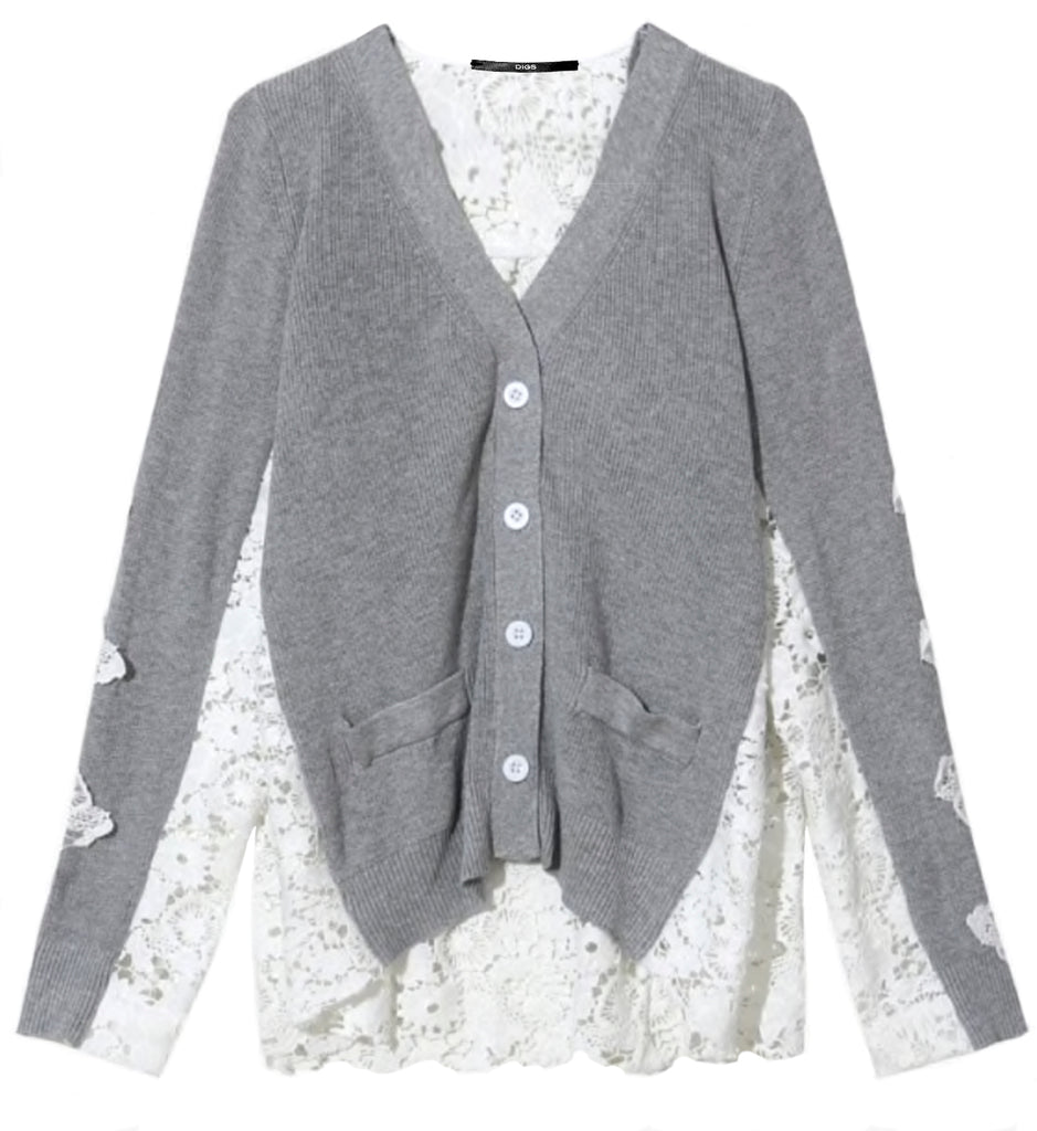 Lace Button Sweater