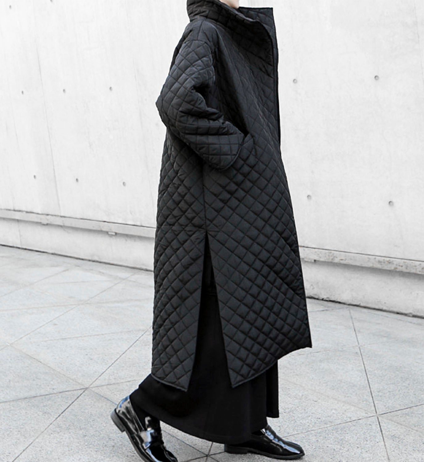 Quilted High Collar Coat - DIGS