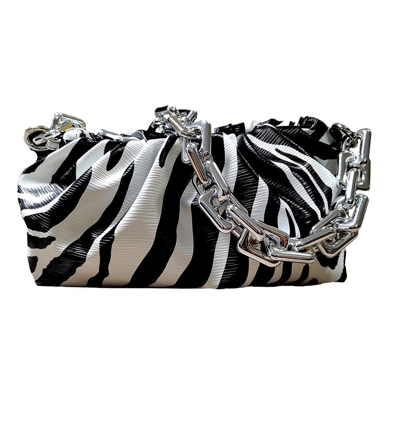 Zebra Print Chain Clutch Bag